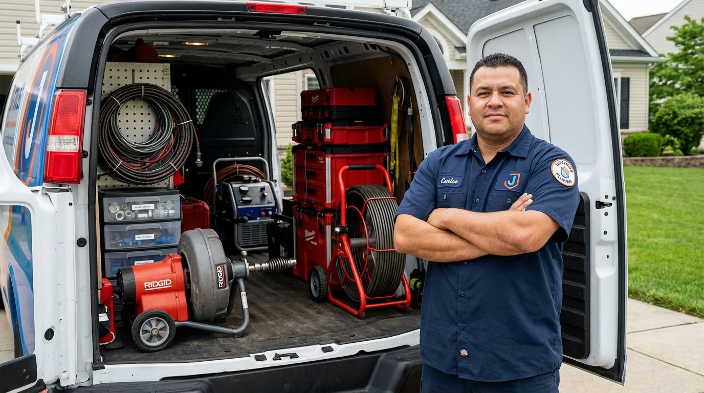 Professional drain cleaning equipment and Johns Plumbing LLC plumber in Eagle River